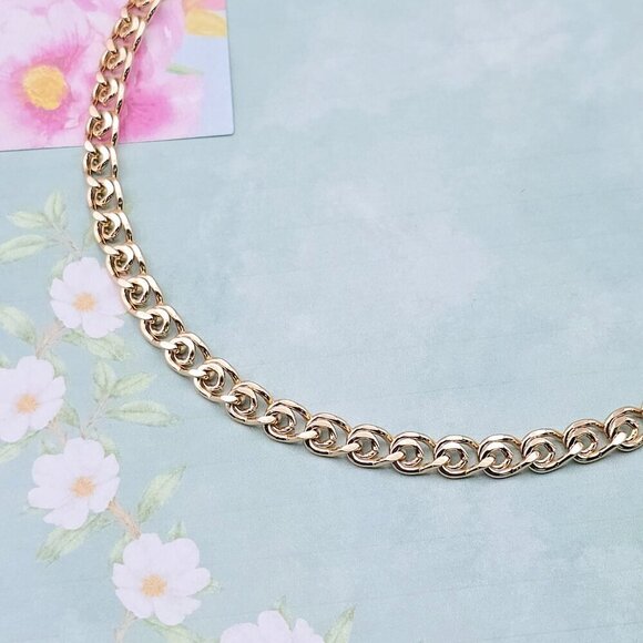 Polished Rose Gold Round Curb Chain Necklace, 19.7 Inch Unisex, XPNL0087 - Picture 11 of 12